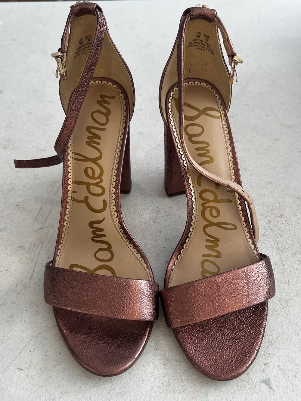 Sam Edelman Metallic Rose Block Heel Sandals